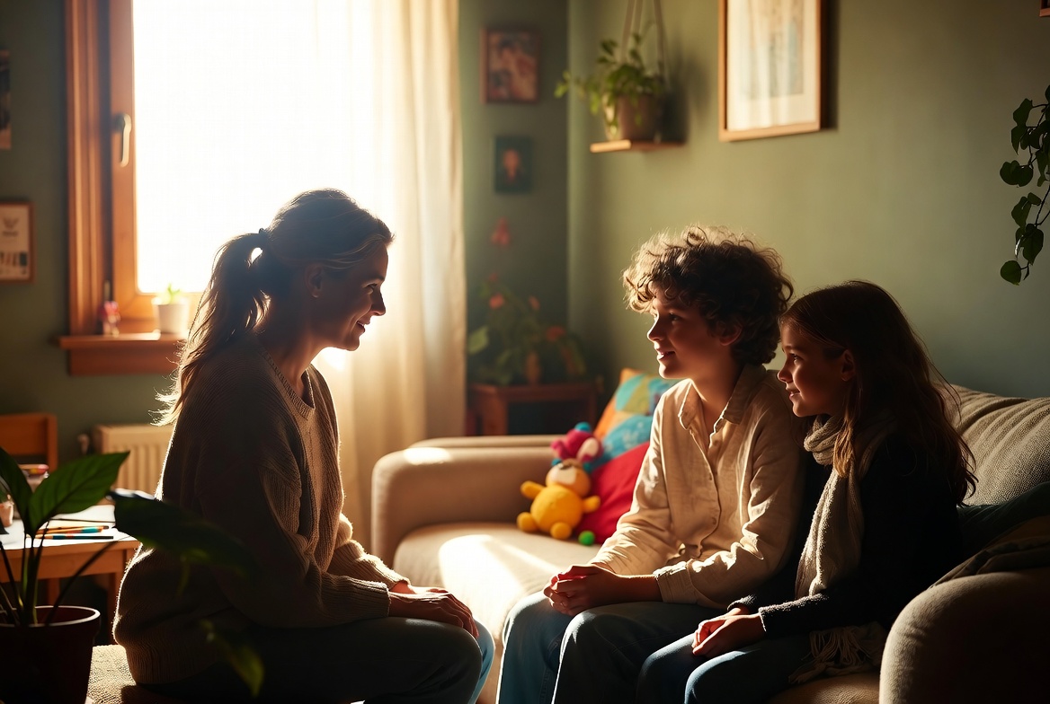 Child or teen in calm, non-clinical setting — books, art, natural light